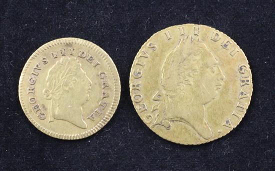 A George III gold half guinea, 1790, & a George III gold third guinea